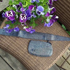 vintage 80s hematite grey seed bead belt clutch set